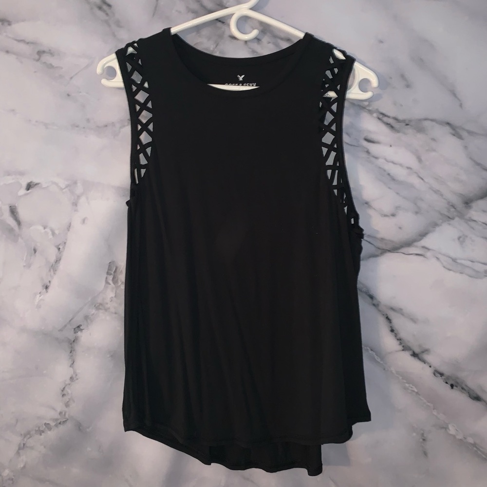 American Eagle Soft and Sexy Black Braided Tank